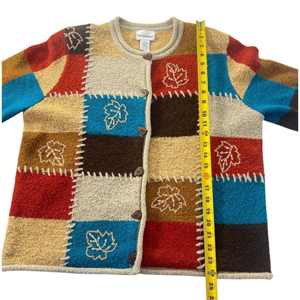 Breckenridge Patchwork Fall Leaves Button Cardiga… - image 8